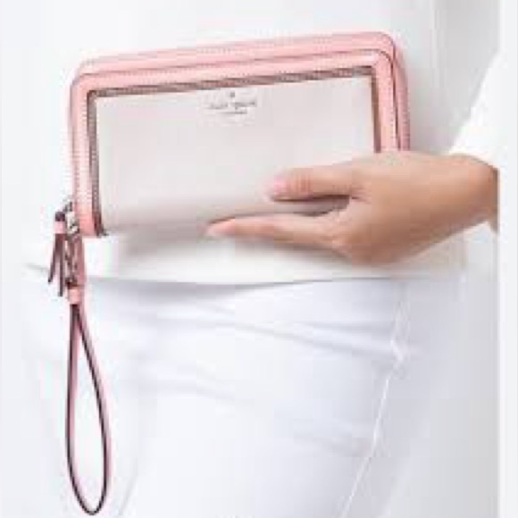 kate spade Handbags - Kate Spade Anita Patterson Drive Double Zip Wristlet Wallet Pink White
